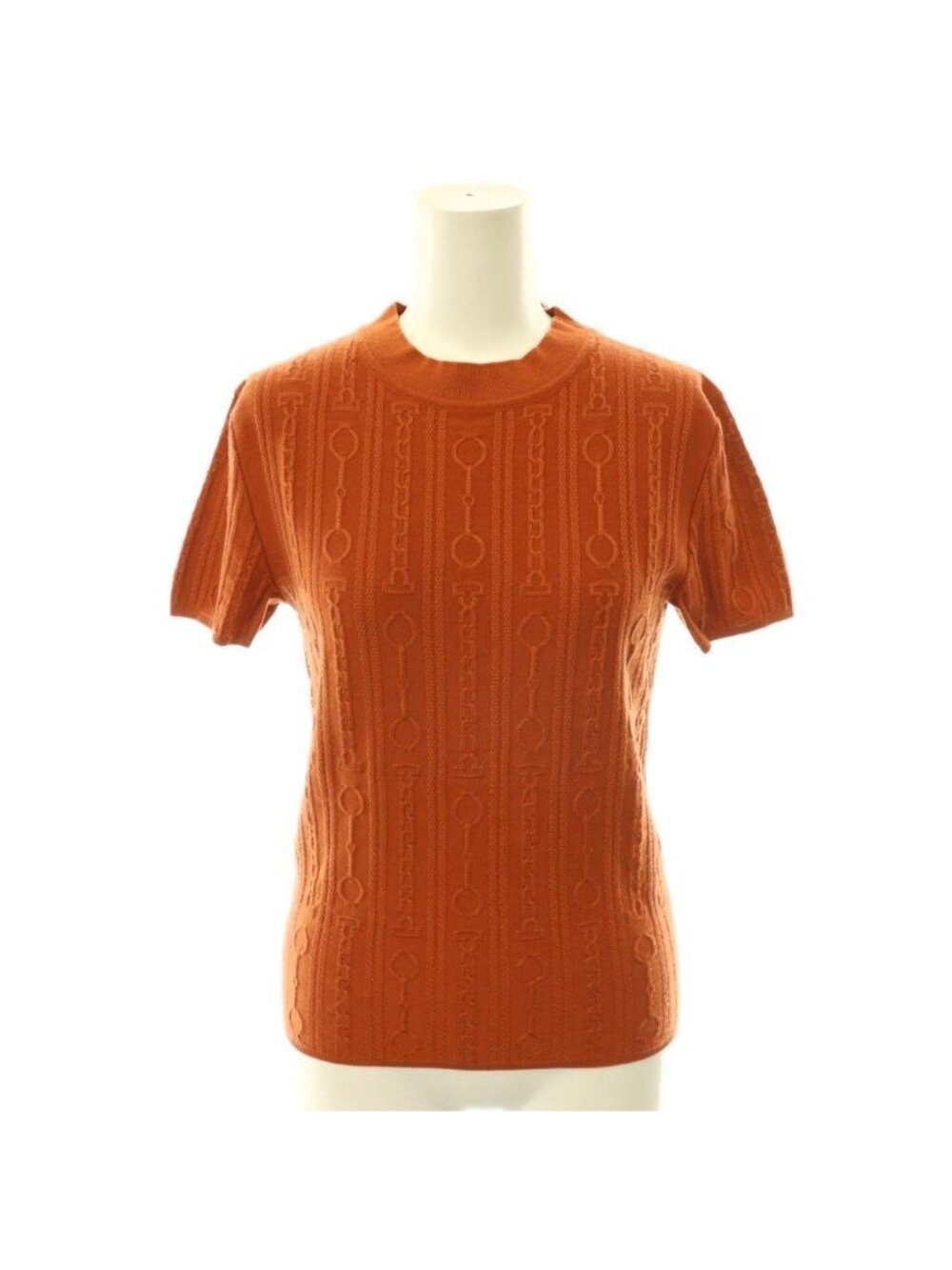 Hermes Effet Kaleidoscope Knit All Over Print Wool Blend Short Sleeve 36